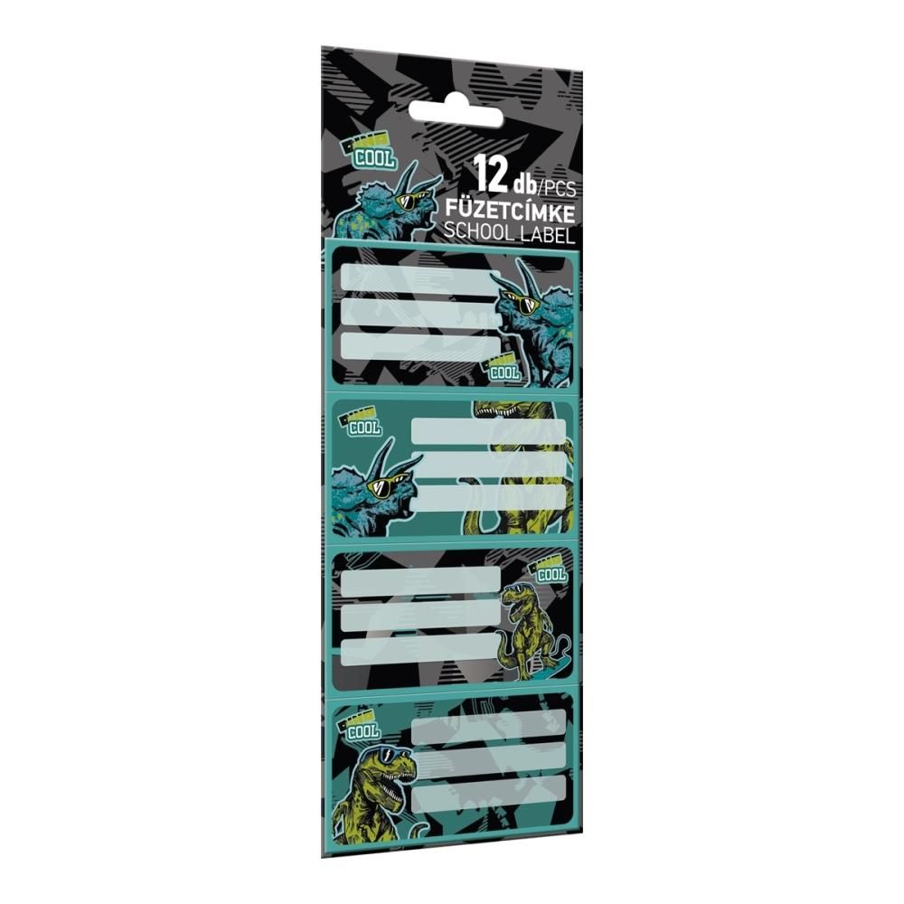 Füzetcímke, 12 db-os - Dino Cool