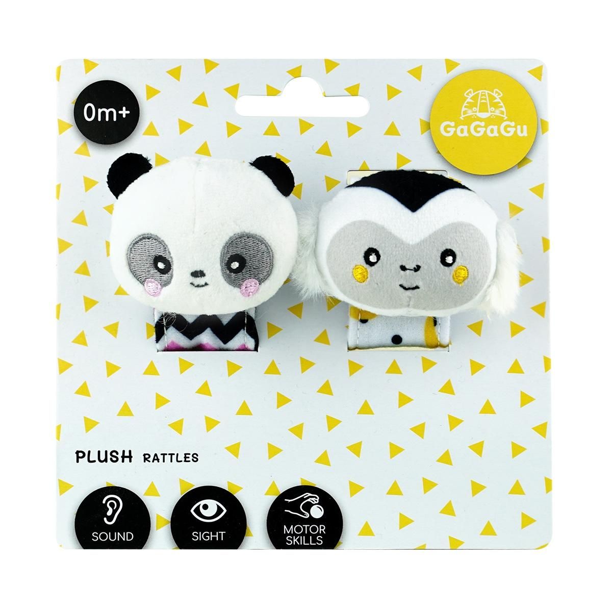 GaGaGu Plüss csörgő szett - panda és majom