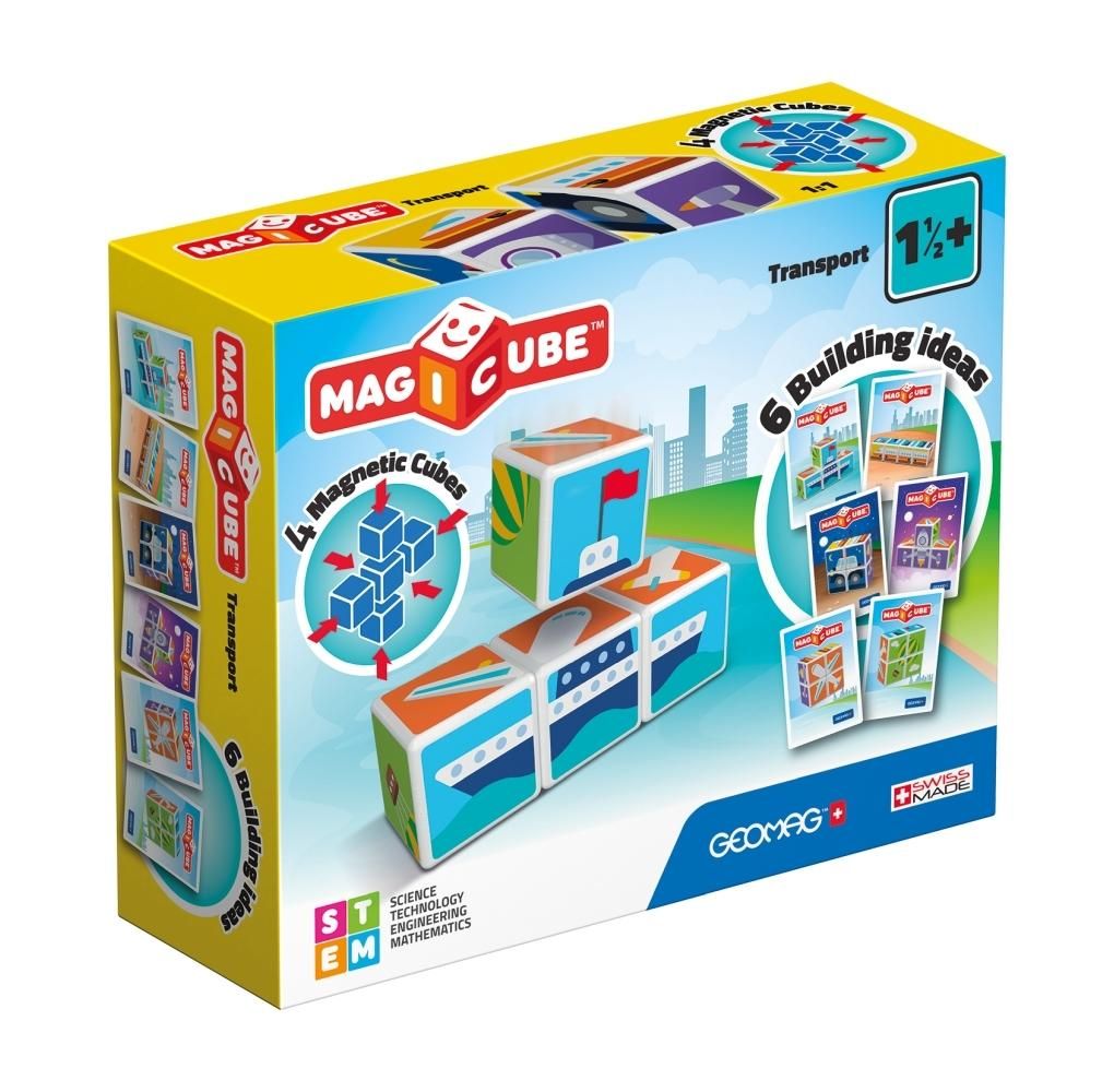 Geomag Magicube - Közlekedés mágneses építőkocka 4 db-os szett