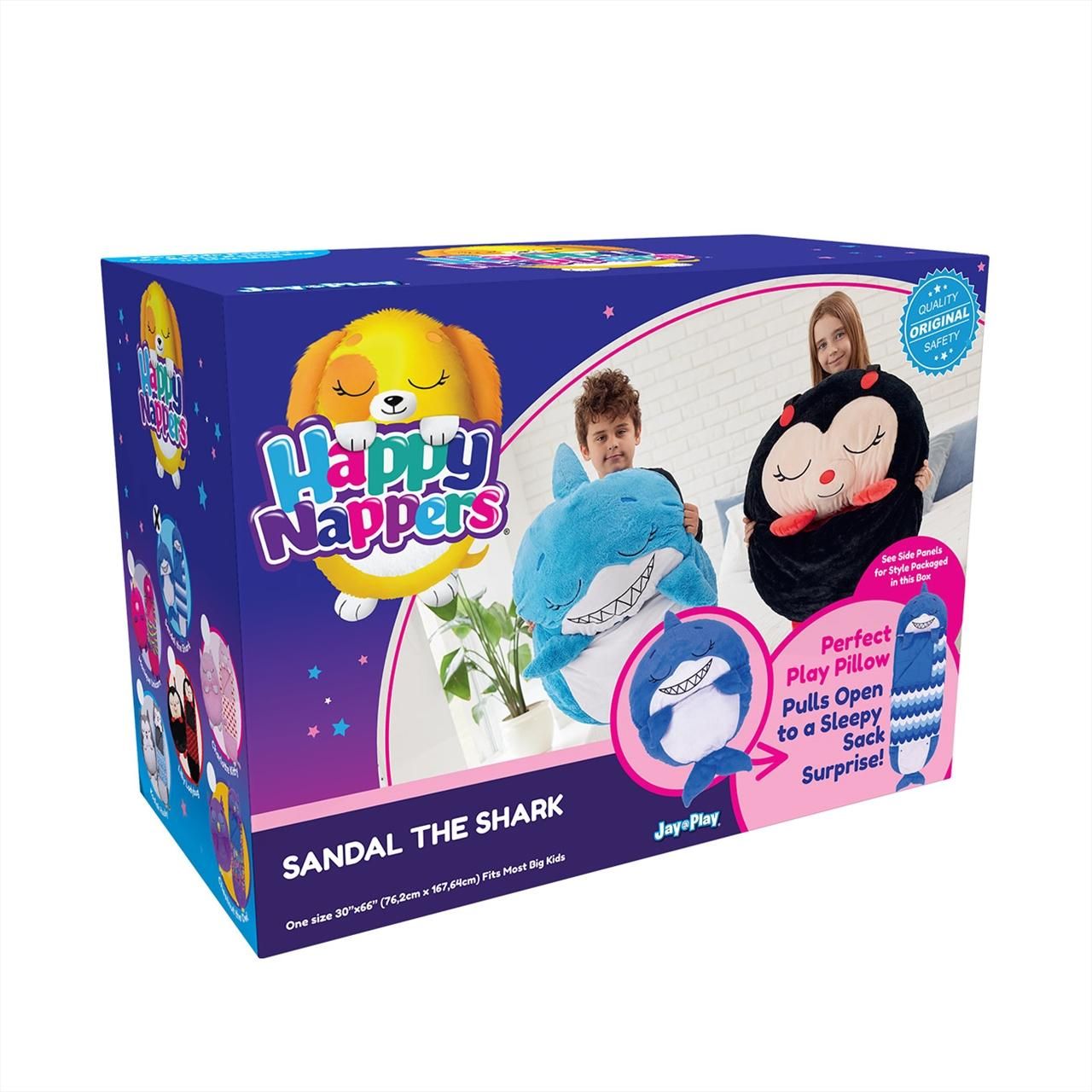 Happy Nappers 2 az 1-ben nagy hálózsák - kék cápa, 168 cm