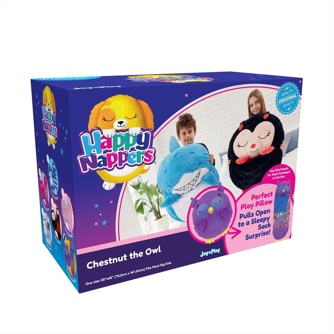 Happy Nappers 2 az 1-ben nagy hálózsák - lila bagoly, 168 cm