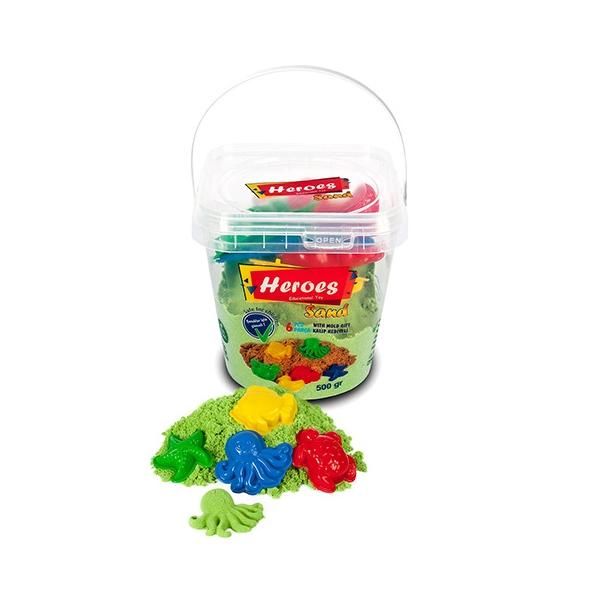Heroes Kinetic Sand vödrös homokgyurma szett 6 db öntőformával - többféle