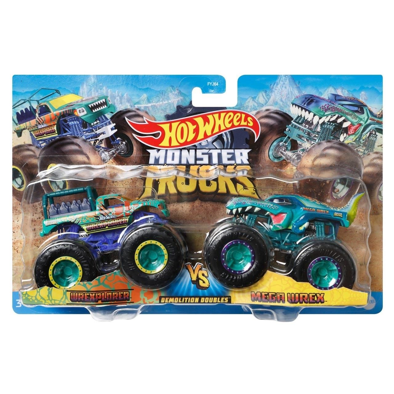 Hot Wheels Monster Trucks kisautó 1:64 Demolition Doubles duplacsomag - Wrexplorer vs. Mega Wrex (FYJ64/HDG16)