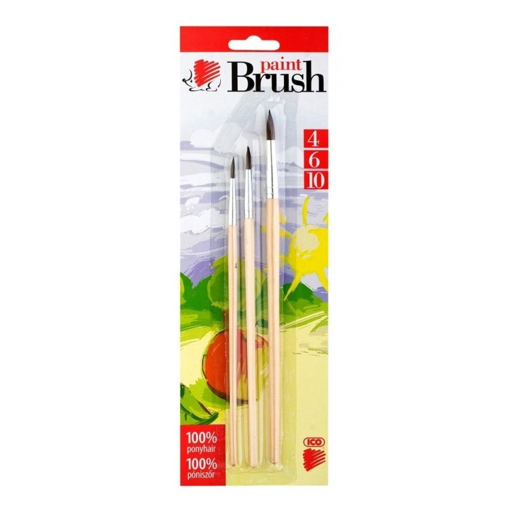 ICO Natúr fanyelű, póniszőr ecset szett, háromféle méretű