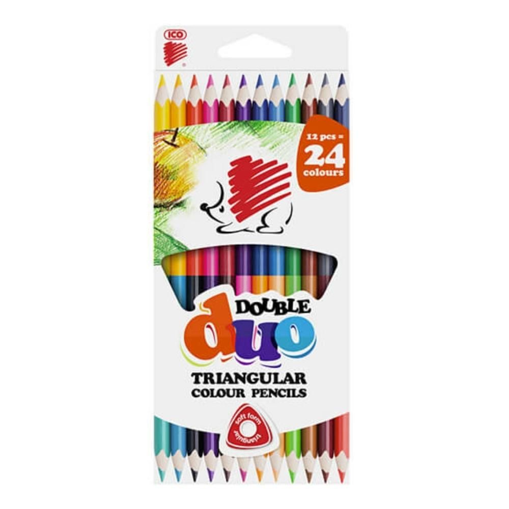 ICO Süni Kétvégű, háromszögletű színesceruza, 24 szín, 12 db-os