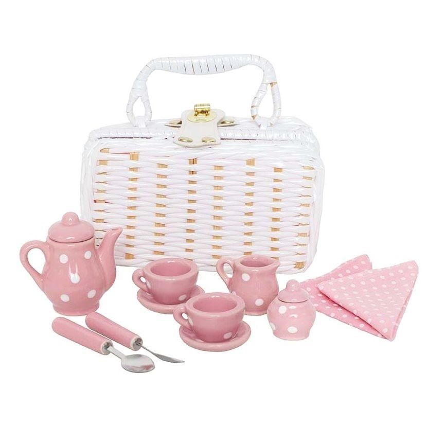 Jabadabado Porcelán pink piknik készlet kosárban