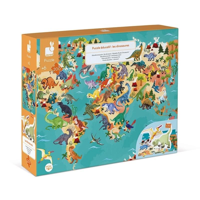 Janod Oktató puzzle és 3D figurák 200 db - Dinoszauruszok