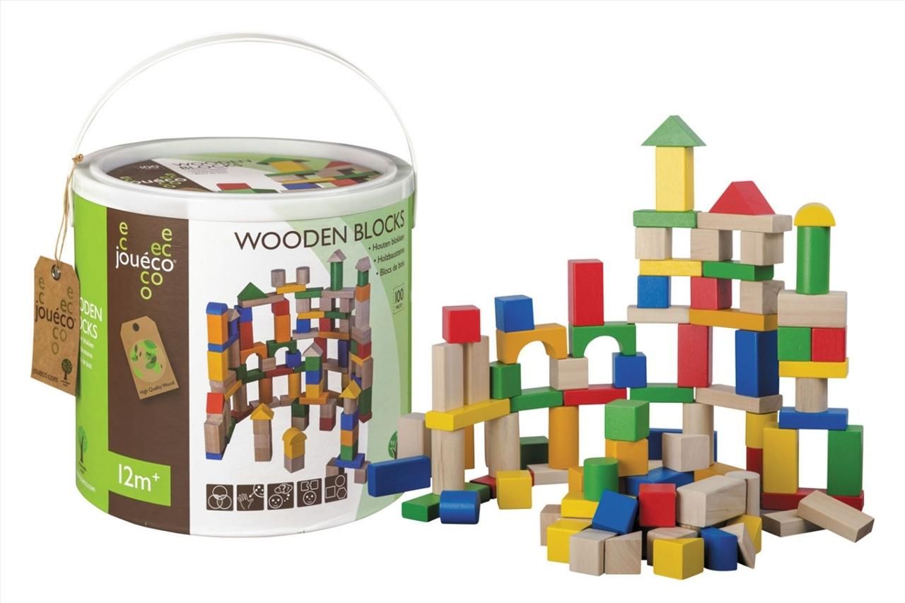 Johntoy Jouéco Fa építőkocka szett 100 db-os