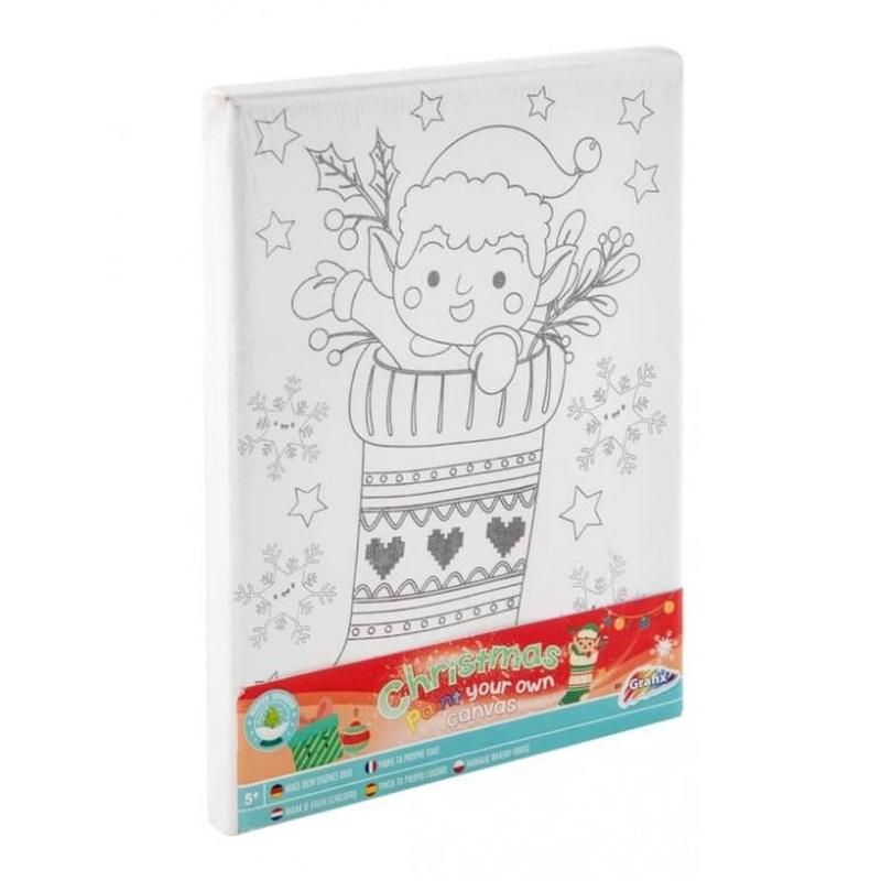 Karácsonyi vászon festő matrica ívvel - Karácsonyi manó