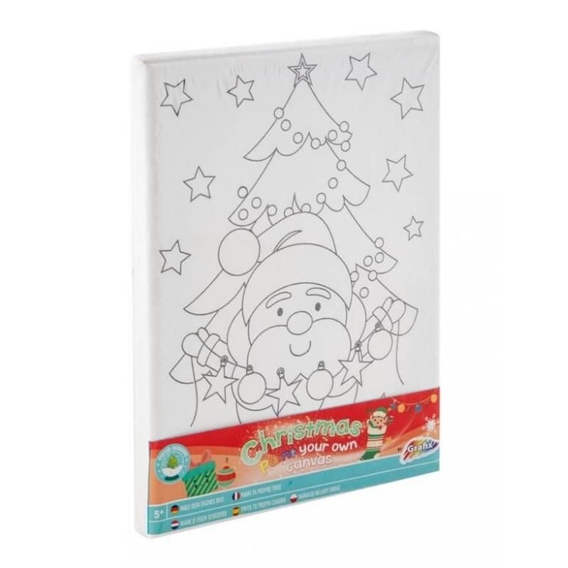 Karácsonyi vászon festő matrica ívvel - Mikulás karácsonyfával