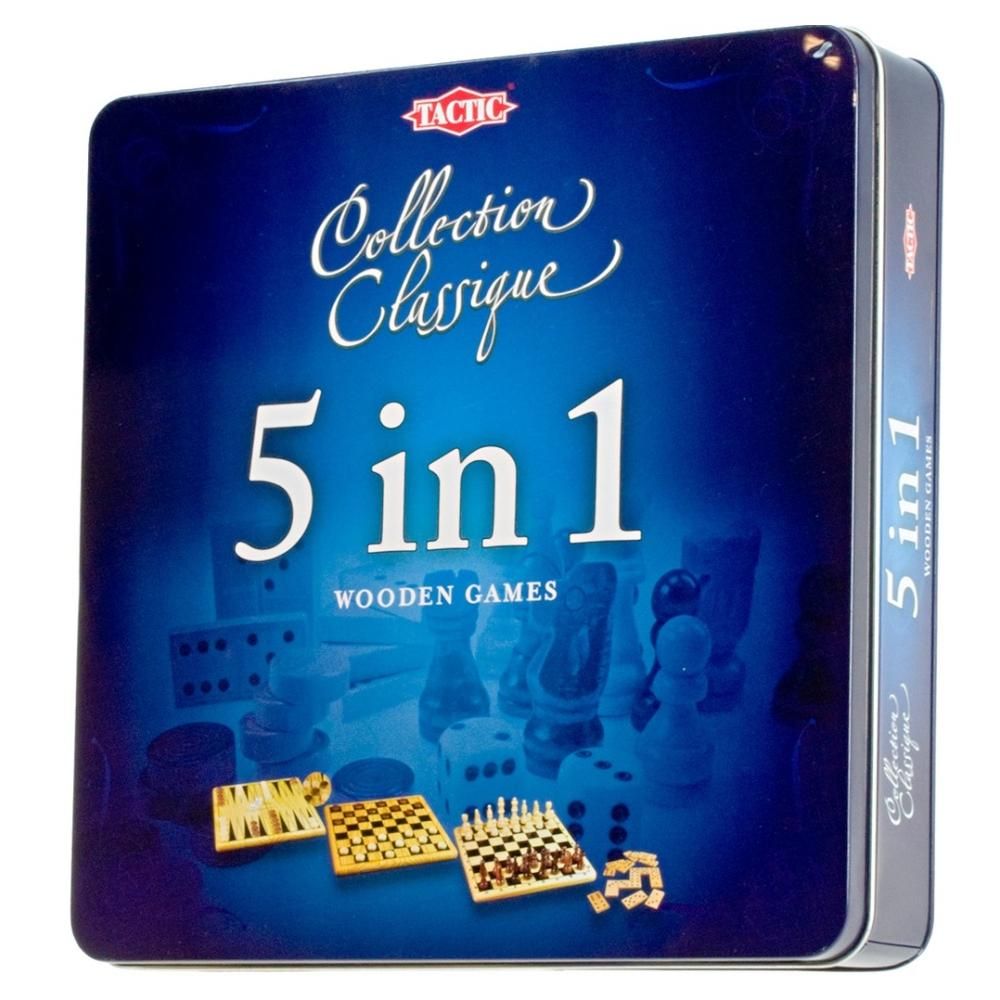 Klasszikus 5 in 1 játékszett, fém dobozban