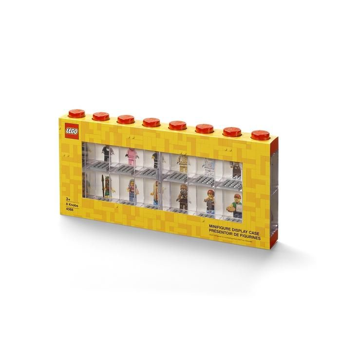 LEGO minifigura gyűjtő vitrin 16 figurához - piros