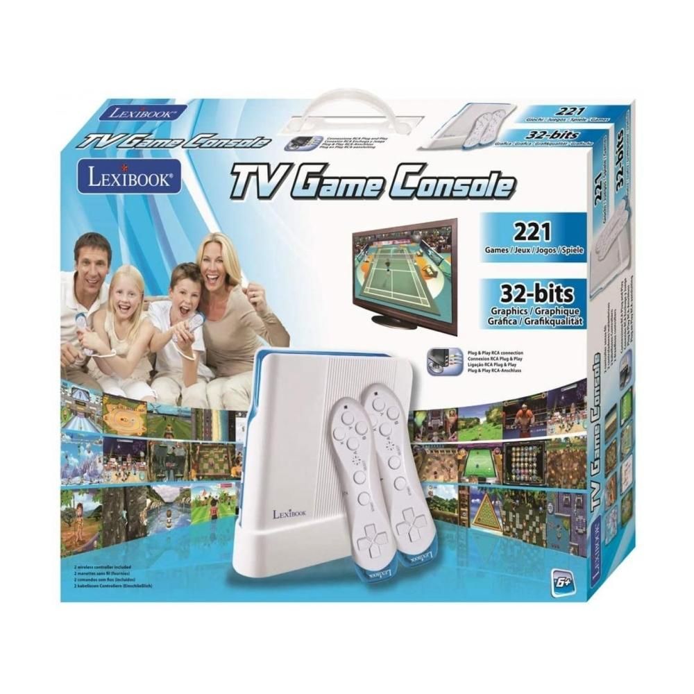Lexibook Játékkonzol, TV-re csatlakoztatható, vezeték nélküli kontrollerekkel, 221 játékkal