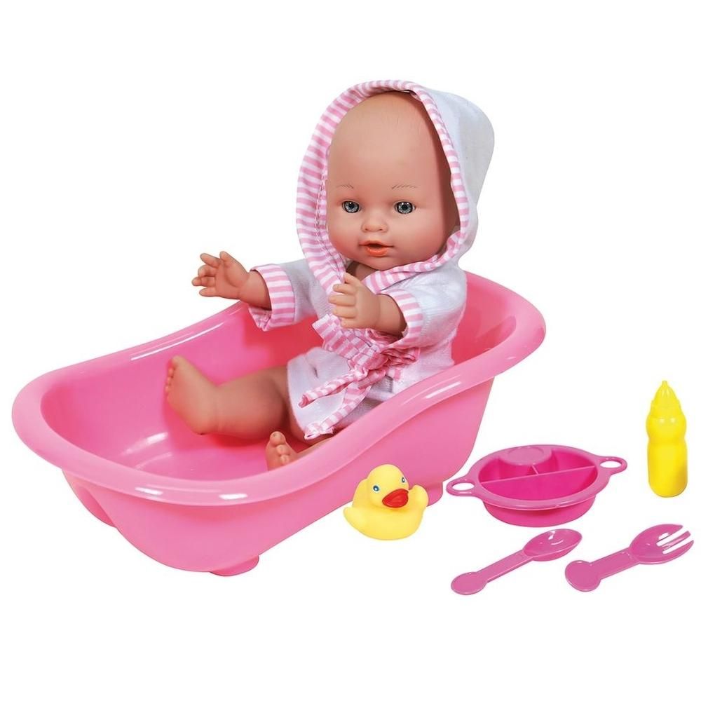 Lissi füdethető baba 28 cm, babakáddal