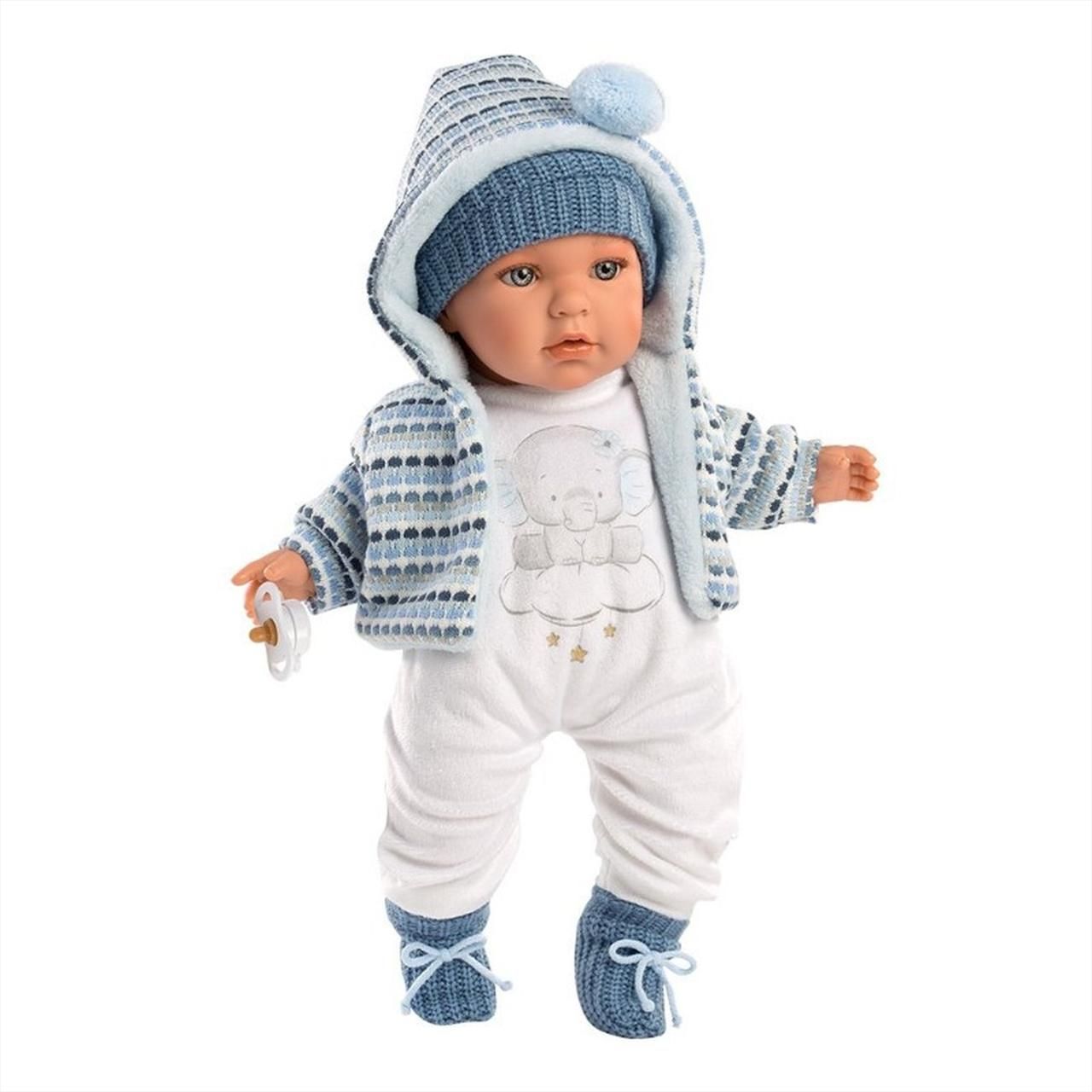 Llorens Enzo síró baba 42 cm-es kapucnis felsőben