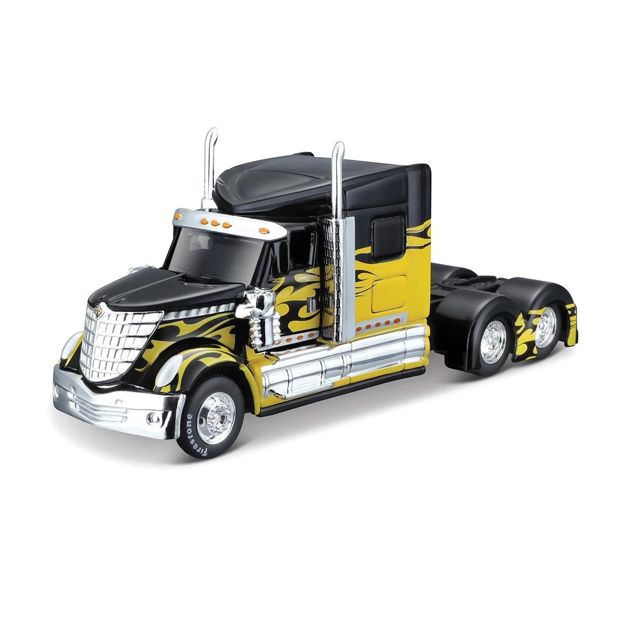 Maisto kamion 1:64 kisautó - International LoneStar, fekete-sárga