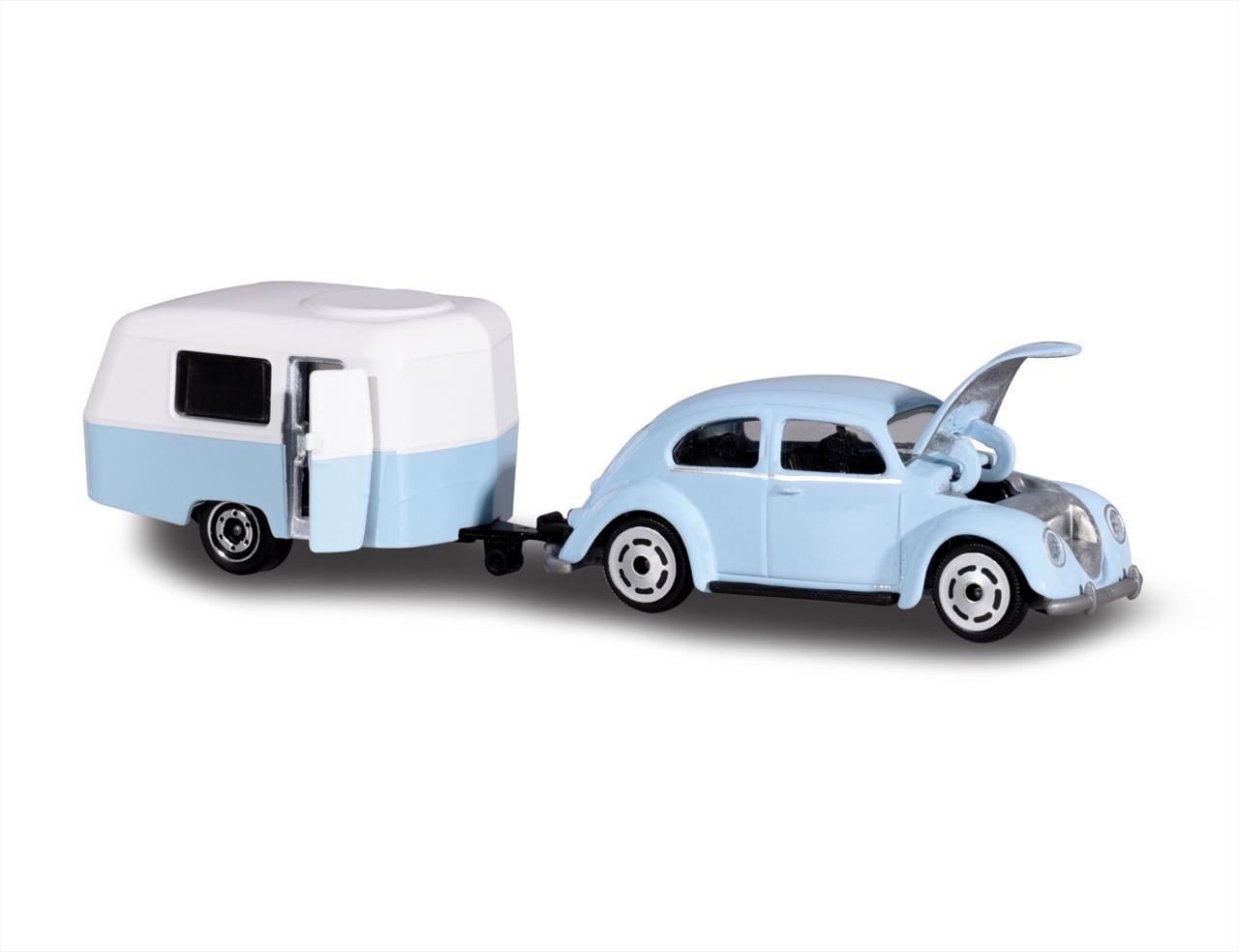 Majorette Vintage autó utánfutóval, VW Beetle Eriba Puck