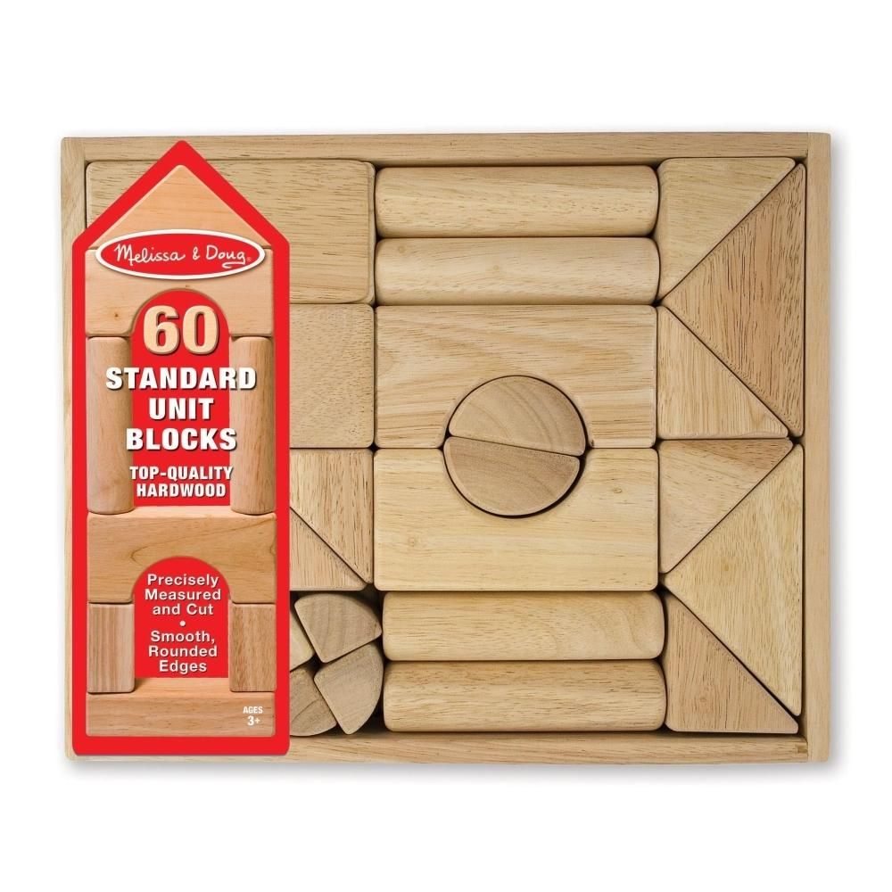 Melissa & Doug Fa építőjáték, Natur építőkocka 60 db