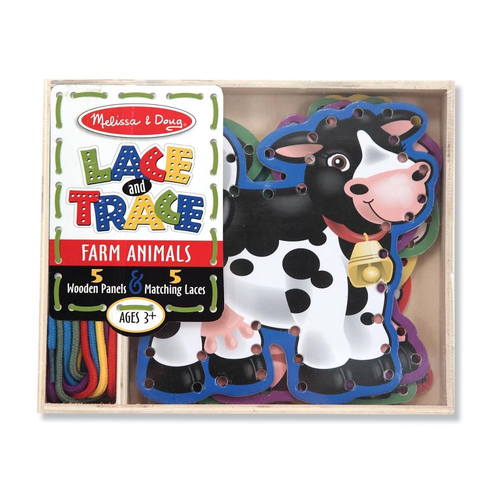 Melissa & Doug Fa készégfejlesztő játék, Fűzős farm