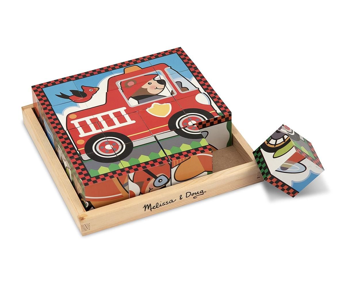 Melissa & Doug Fa készségfejlesztő játék, Kockakirakó, járművek