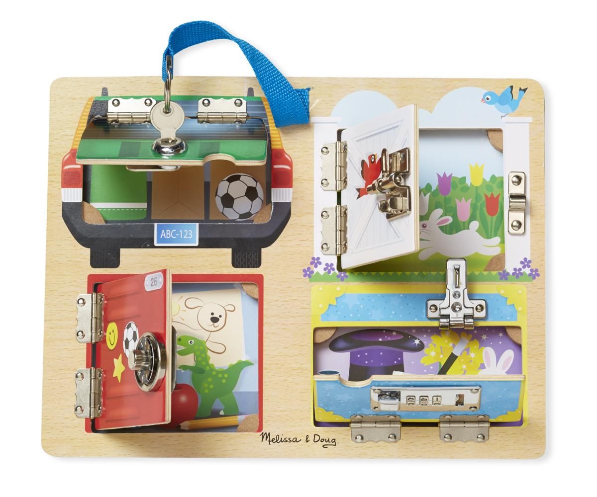 Melissa & Doug Fa készségfejlesztő játék, Lakatok és zárak