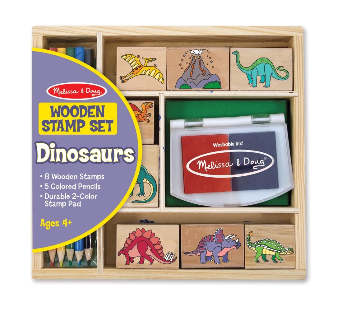 Melissa & Doug Fa nyomda készlet ceruzákkal, dínók