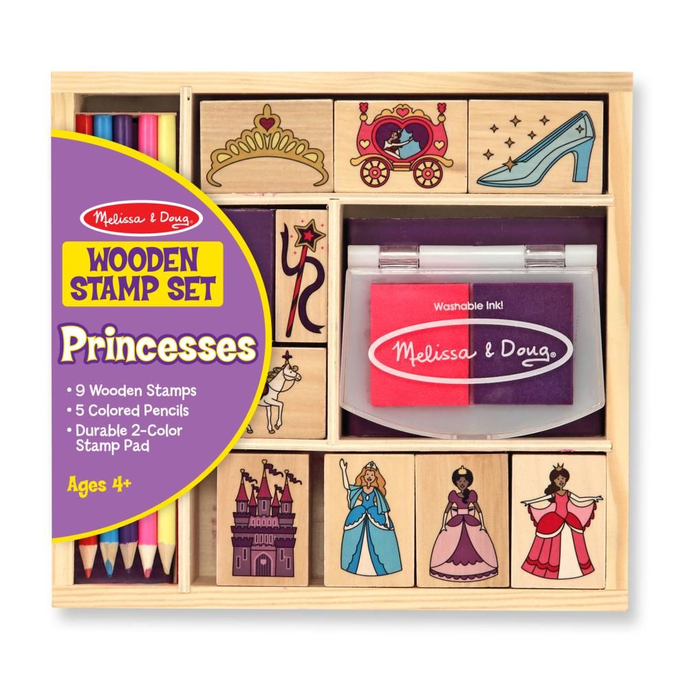 Melissa & Doug Fa nyomda készlet ceruzákkal, hercegnők