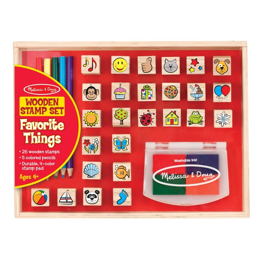 Melissa & Doug Fa nyomda készlet ceruzákkal, nagy méretű, kedvenceim