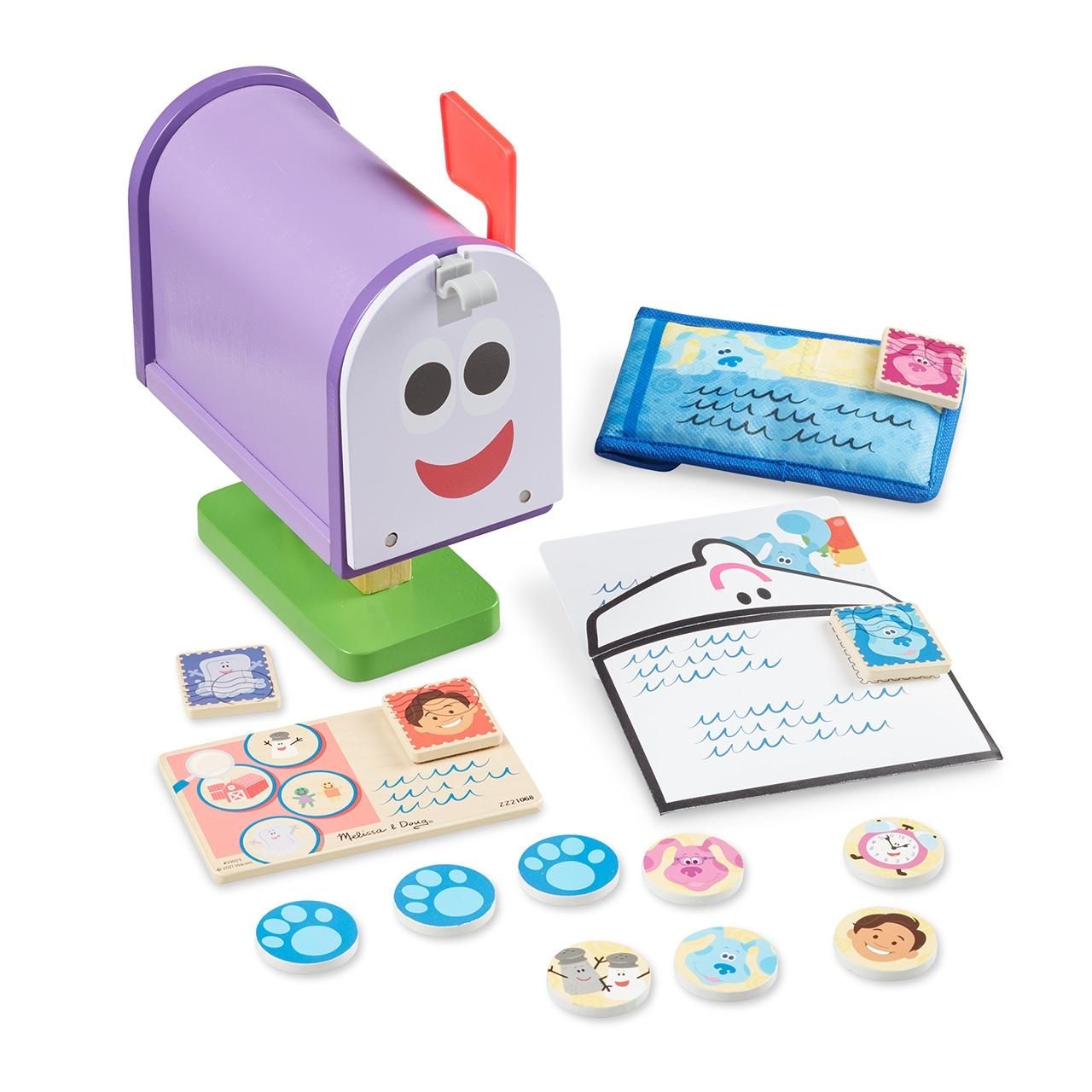Melissa & Doug készségfejlesztő játék, Azúrkék nyomok és te - fa postaláda készlet