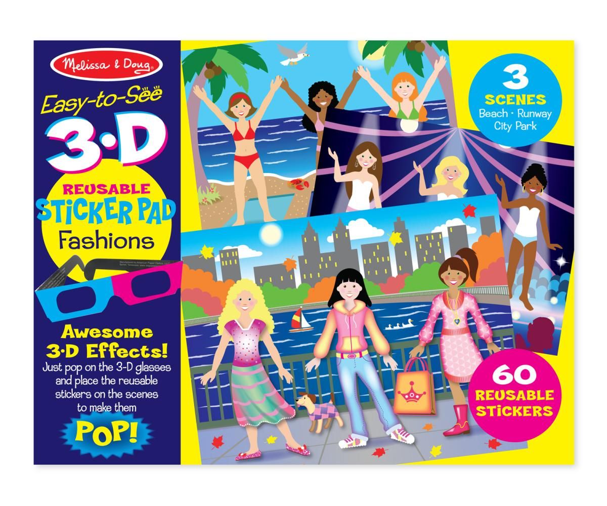 Melissa & Doug Kreatív játék, 3D újrahasználható matrica készlet, divat
