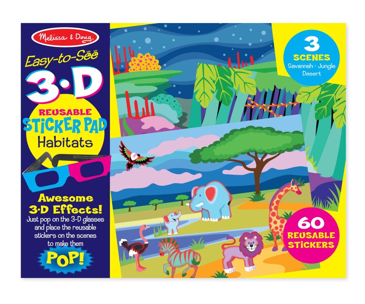 Melissa & Doug Kreatív játék, 3D újrahasználható matrica készlet, természet