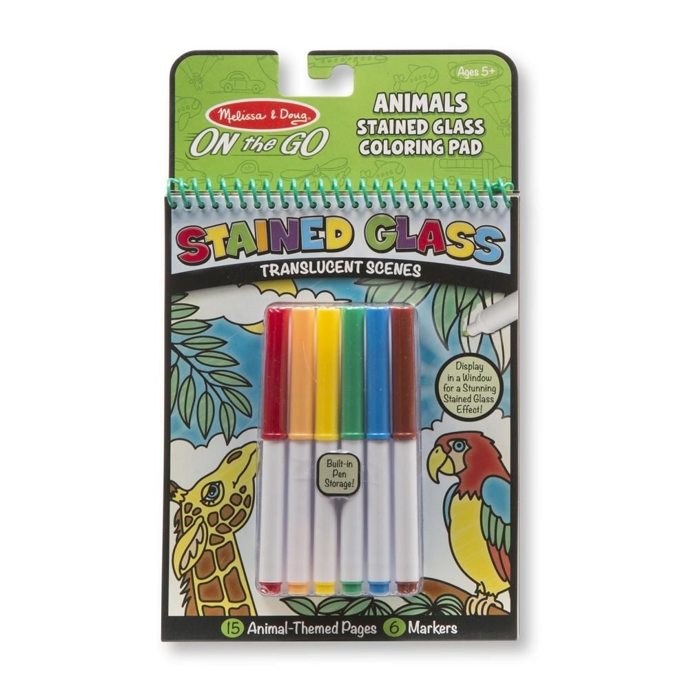 Melissa & Doug Kreatív játék, Ólomüveg színező, állatok