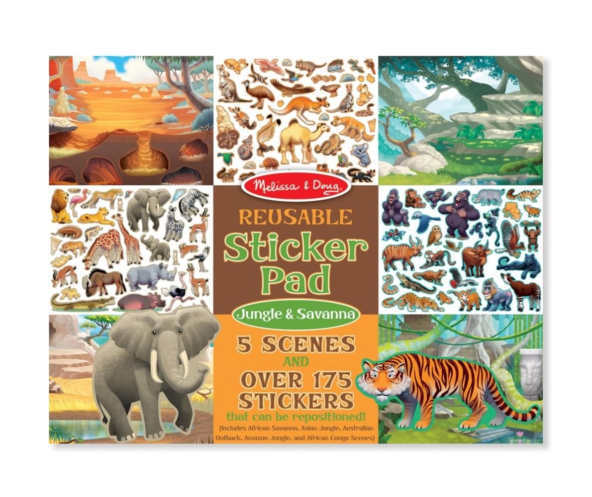 Melissa & Doug Kreatív játék, Újrahasználható matrica készlet, dzsungel és szavanna