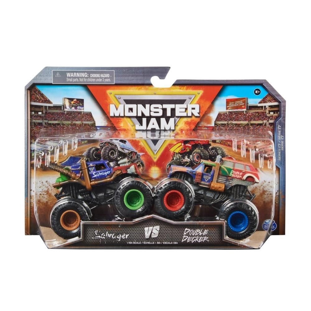 Monster Jam 1:64 kisautók 2 db-os - Salvager vs. Double Decker