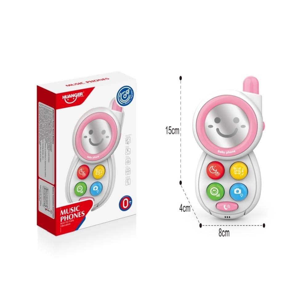 Mosolygós zenélő baba mobiltelefon - rózsaszín