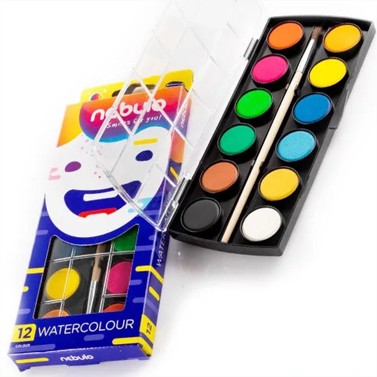 Nebulo 12 színű vízfesték készlet, 23 mm-es