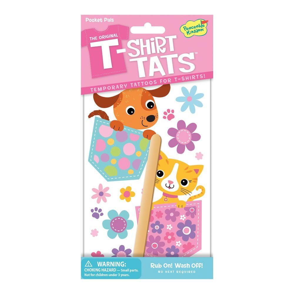 Peaceable Kingdom Póló matrica - cica, kutya a zsebben 