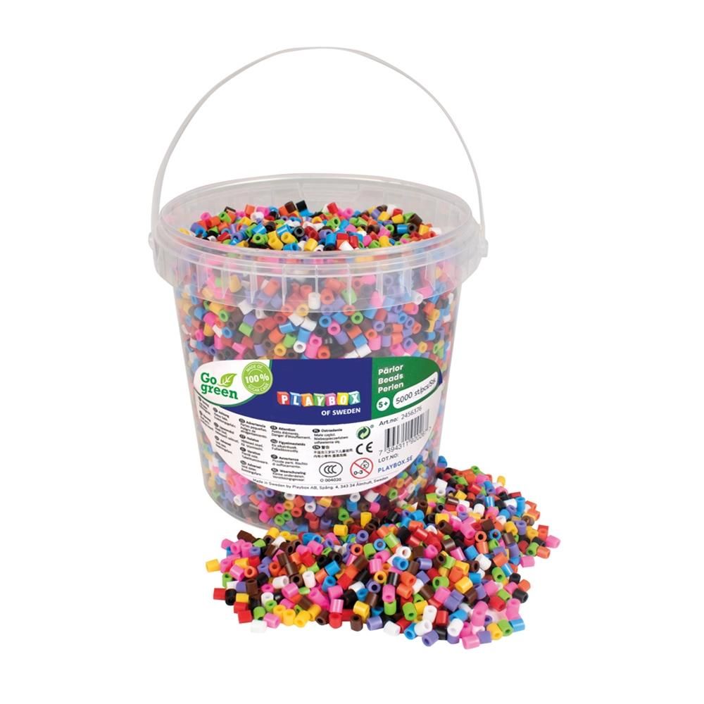Playbox Go Green vödör gyöngy, 5000 db, 10 féle szín