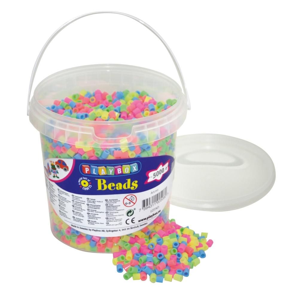 Playbox Vödör vasalható gyöngyökkel, 5000 db, pasztel mix