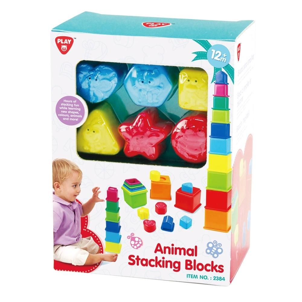 Playgo Állatos toronyépítő formaválogatóval