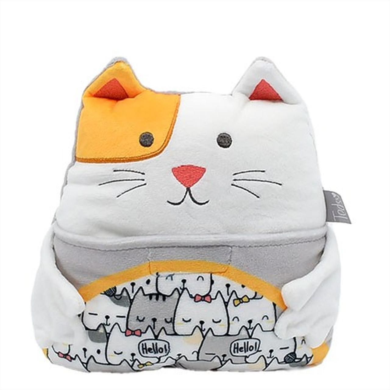 Plüss cica melegíthető meggymag párnával 20 cm