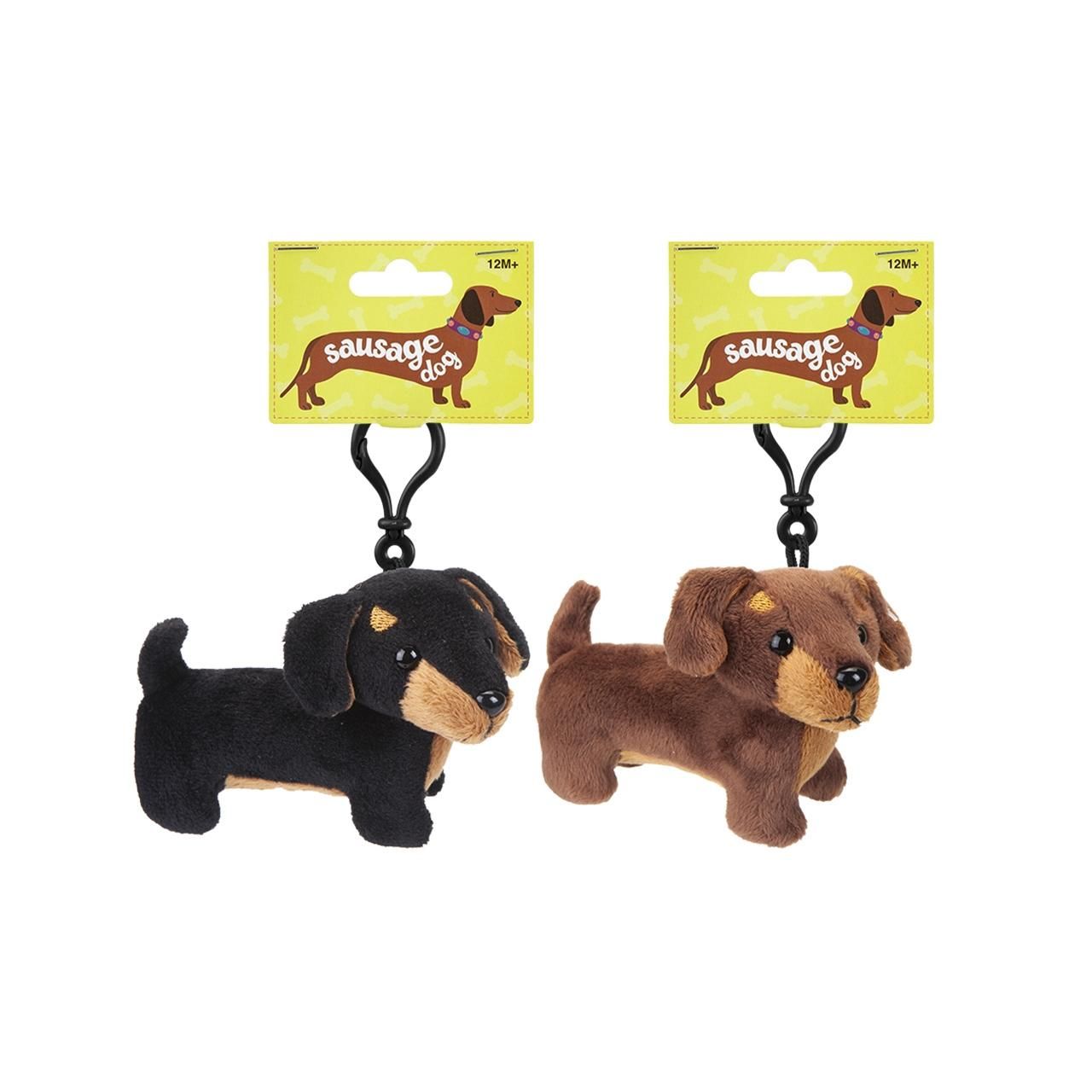 Plüss tacskó kulcstartó, 10 cm - kétféle