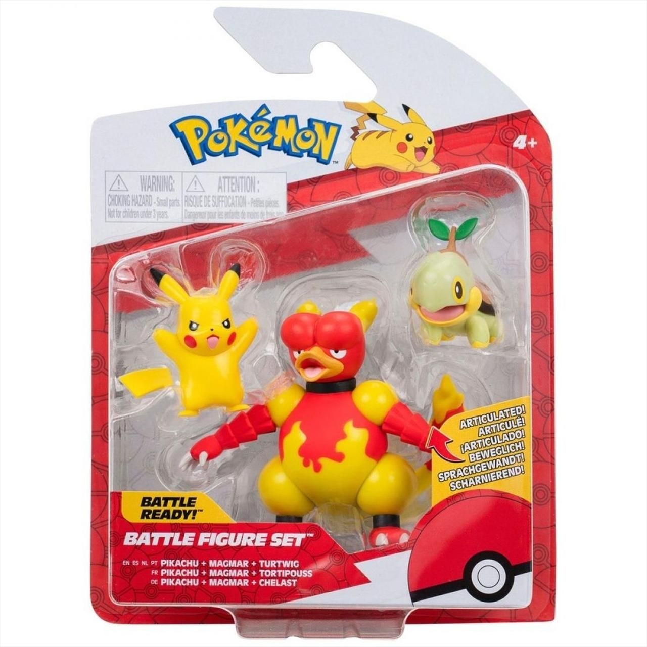 Pokémon 3 db-os figura csomag - Turtwig, Pikachu, Magmar