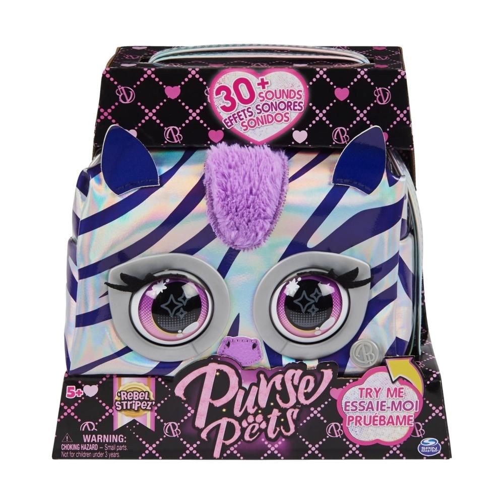 Purse Pets Metál csillogás állatos táska - Rebel Stripez zebra