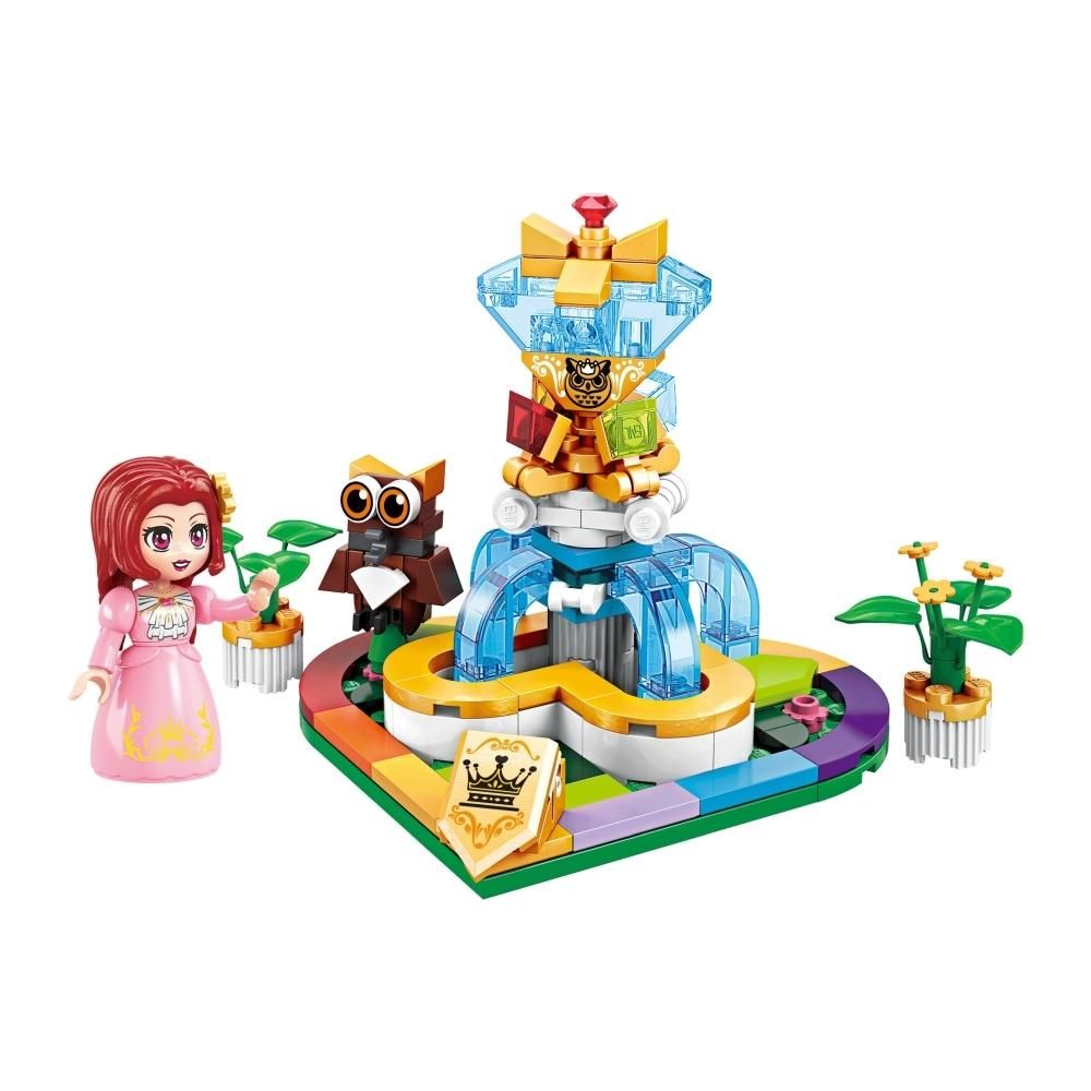 QMAN 32011 4az1-ben Leah hercegnő kerti szettje: szökőkút, hinta, trón, pavilon