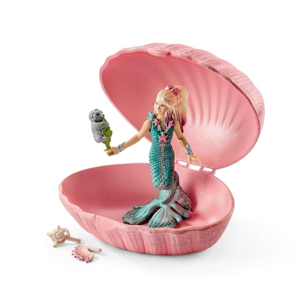 Schleich 70564 Sellő fóka bébivel, kagylóban