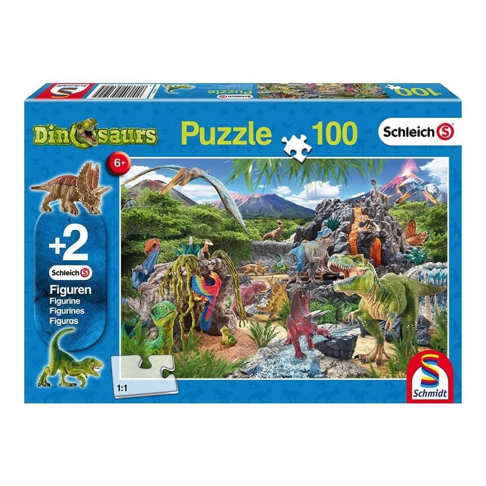 Schmidt Puzzle 100 db - A dinoszauruszok birodalma + 2 db Schleich figura