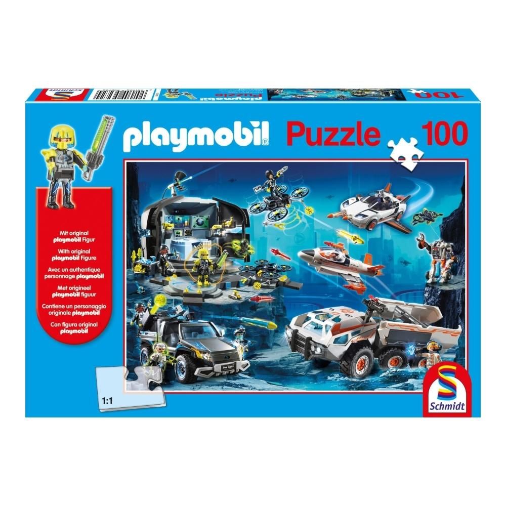 Schmidt Puzzle 100 db - Playmobil Top Agents + Playmobil figura
