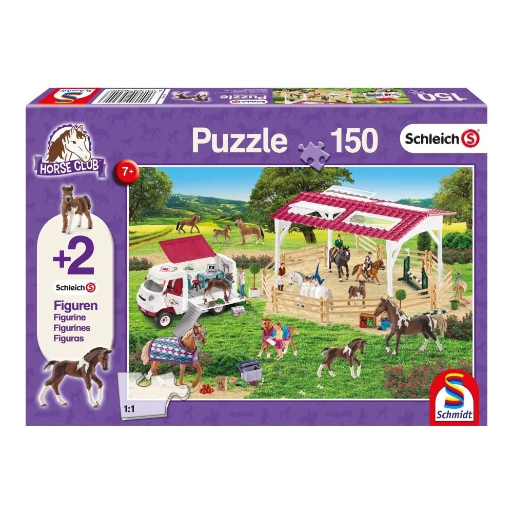 Schmidt Puzzle 150 db - Horse Club lovaglóiskola és állatorvos + 2 db Schleich figura