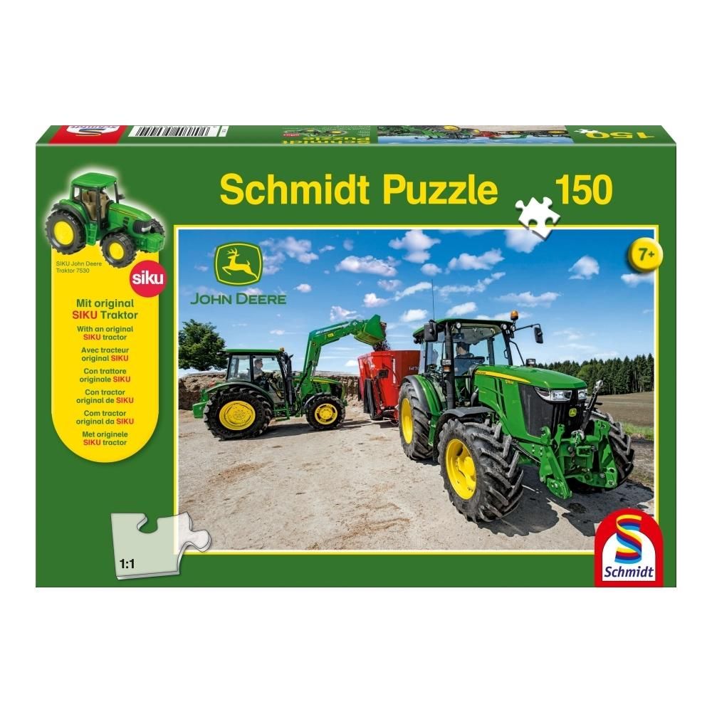 Schmidt Puzzle 150 db - John Deere 5M típusú traktorok + SIKU 7530 traktor modell